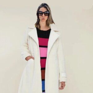 NWT Rachel Parcell Vegan Sherpa Coat Ivory Size S